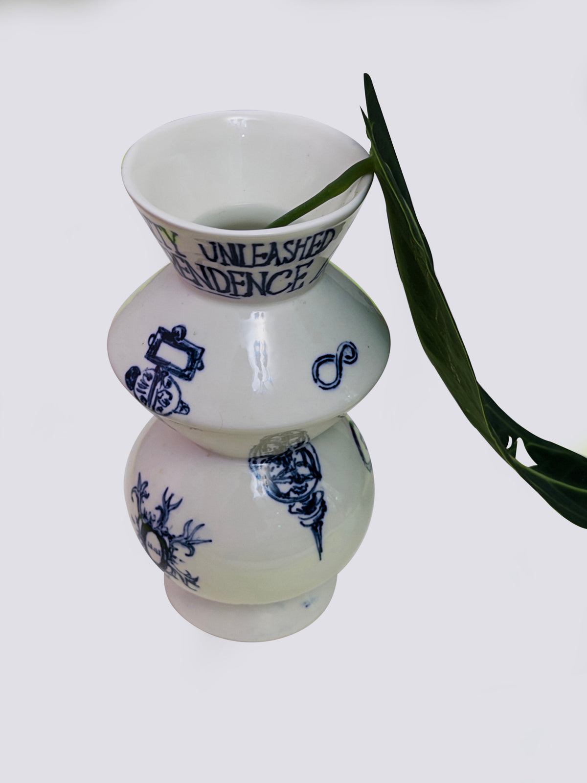 Hand-Painted Graffiti Text Porcelain Vase